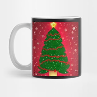 Christmas Tree with snow and stars Mug